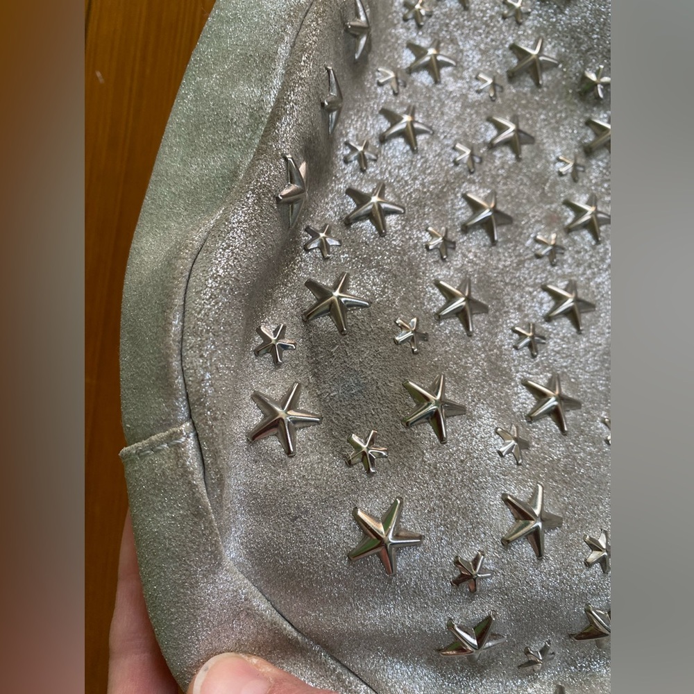 Jimmy Choo metallic silver leather star studded shoulder bag iconic - Picture 11 of 15